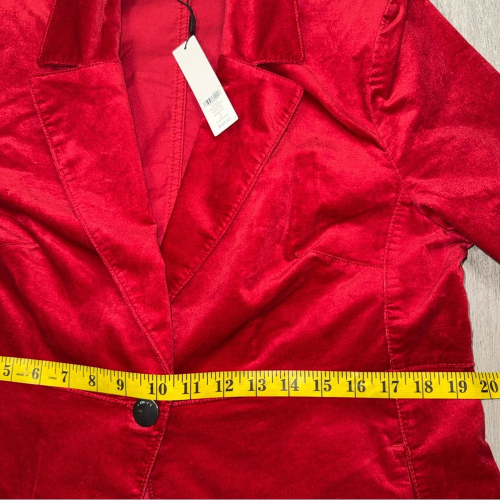 Chico’s Allure Velvet Blazer Women’s 2 Red Single Breasted One Button Office - Picture 10 of 10